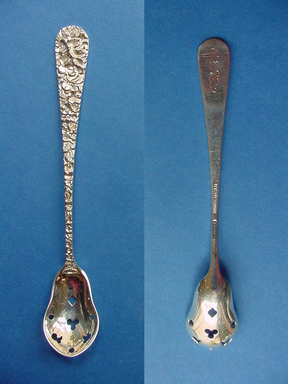 Whiting Louis XV Sterling Silver Olive Fork with Swirls and